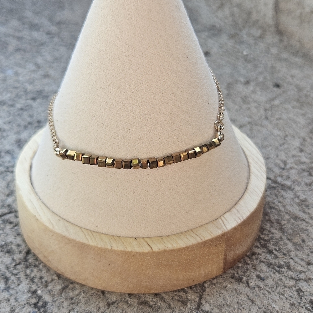 Chic Gold Cube Bracelet Beaded Chain Simple Dainty Women's Jewelry